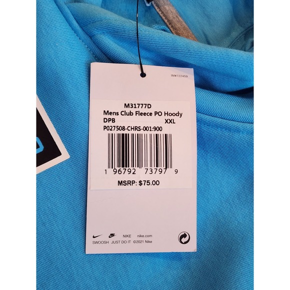 Nike Chicago Red Stars Mens Club Fleece PO Hoodie Light Blue XXL MLS NWSL Soccer - Picture 6 of 7